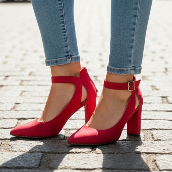 Adrienne Vittadina burgandy red block heels. Size 6 - Picture 1 of 9